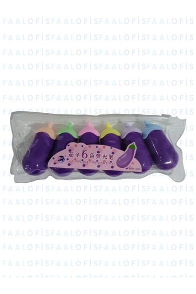 Noname Eggplant Patlıcan Şekilli 6 Renk Fosforlu Kalem ürün görseli 1