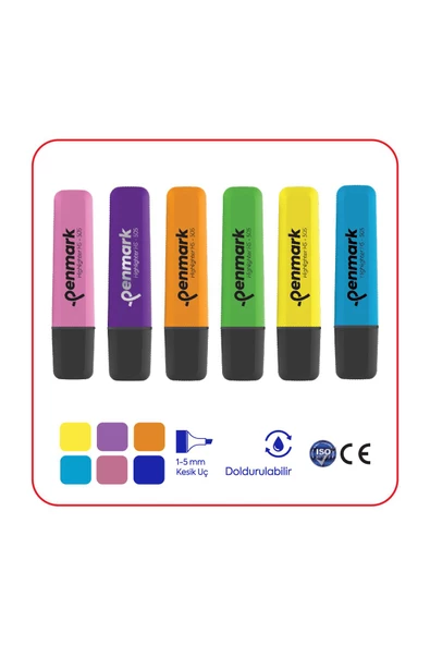 Dağtaş Kırtasiye Penmark Fosforlu Kalem Neon 6 Renk ürün görseli 1
