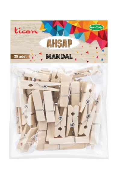 Dağtaş Kırtasiye Ticon Ahşap Mandal 45x7 25'li Naturel ürün görseli 1
