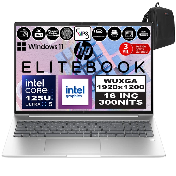 Hp Elitebook 660 G11 Intel Core Ultra 5 125U Ddr5 96GB 1tb SSD Intel® Aı Boost 16" Wuxga IPS Windows 11 Pro Taşınabilir Bilgisayar 9Y7L8ETP32 + Zetta Çanta ürün görseli 1