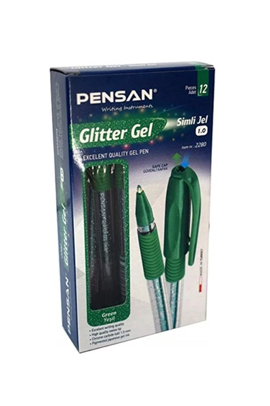 Pensan Glitter Gel Simli Jel Kalem 1.0mm 12'li (1 paket) ürün görseli 1