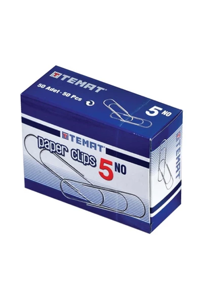 Temat 50mm Ataş 10'lu Kutu Kutu Oval Tip Kaliteli Nikel Kaplama Paslanmaya Karşı Dayanıklı ürün görseli 1