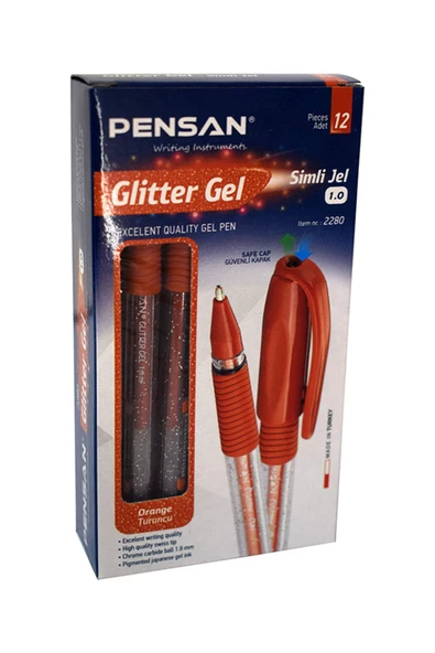 Pensan Glitter Gel Simli Jel Kalem 1.0mm 12'li (1 paket) ürün görseli 1