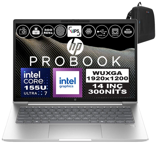 Hp Probook 440 G11 Intel Core Ultra 7 155U Ddr5 48GB 2tb SSD Intel® Aı Boost 14" Wuxga IPS Windows 11 Pro Taşınabilir Bilgisayar A22YSEAP19 + Zetta Çanta ürün görseli 1