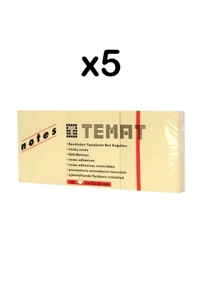 Dağtaş Kırtasiye Temat 3x50x40 Yapışkanlı Not Kağıdı Pastel Sarı 5 Adet ürün görseli 1