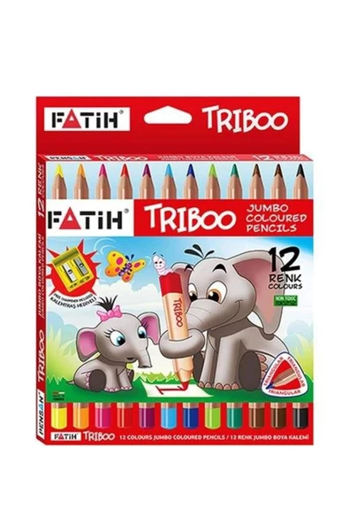 Fatih Triboo Natural Jumbo Kalemtıraş Hediyeli 12'li Kuruboya ürün görseli 1