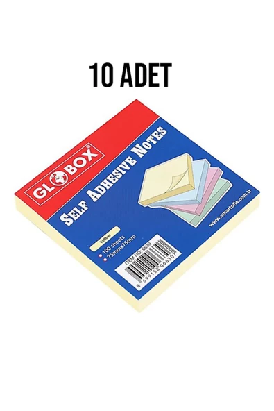 Globox 75x75 100 Yaprak Yapışkanlı Not Kağıdı Pastel Sarı 10 Adet ürün görseli 1