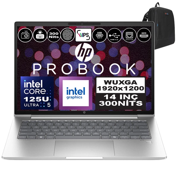 Hp Probook 440 G11 Intel Core Ultra 5 125U Ddr5 96GB 1tb SSD Intel® Aı Boost 14" Wuxga IPS Windows 11 Home Taşınabilir Bilgisayar A22ZCEAH32 + Zetta Çanta ürün görseli 1