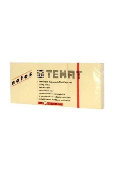 Dağtaş Kırtasiye Temat 3x50x40 Yapışkanlı Not Kağıdı Pastel Sarı ürün görseli 1