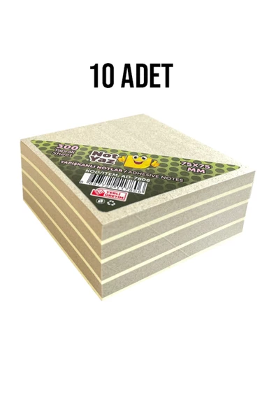 Noname NotYaz 75x75 300 Yaprak 2 Renk Kaliteli Yapışkanlı Not Kağıdı 10 Paket ürün görseli 1