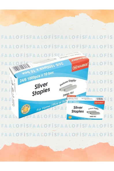 Maber Zımba Teli 24/6 1000X10 Adet Silver Nikel Kararmayan Dayanıklı Malzeme ürün görseli 1