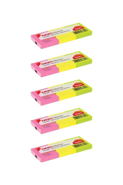 Dağtaş Kırtasiye Noki Memo 40x50 Karışık Neon Karışık Renk 3'lü Yapışkanlı Not Kağıdı 5 Adet ürün görseli 1