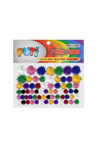 Dağtaş Kırtasiye PUTİ POM POM KARIŞIK METALİK  10MM 20MM 30MM ürün görseli 1