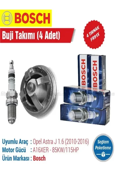Bosch Opel Astra J 1.6 Bosch Buji Takımı 4 Tırnak 2010-2016  A16XER ürün görseli 1