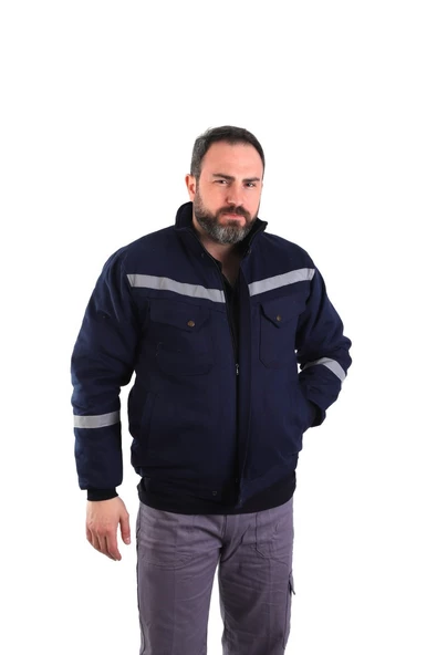 ESER - 7-7 Gabardin İçi Polarlı Mont -Lacivert ürün görseli 1