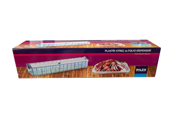 Palex Plastik Streç Film Folyo Dispenseri Aparatı Kesici - 45 Cm. - 300 Metrelik - Plastik - Mavi ürün görseli 1