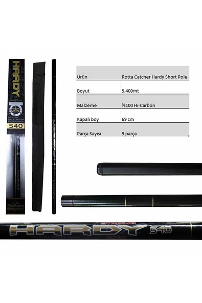 Hardy Short Pole %100 Carbon Kısa Göl Kamışı – 5.40mt ürün görseli 1