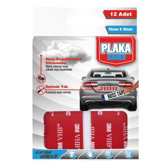 Plaka Yapıştırma Bandı 95mm x 30mm 12'li ürün görseli 1