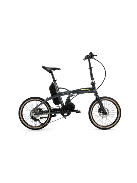 Bisan E-Folding Strike HD Fren Alivio 9 Vites 20 Jant Elektrikli Katlanır Bisiklet Gri Neon Sarı 46 Kadro ürün görseli 1