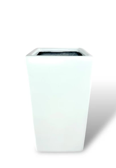 Nettenevime Fiber Saksı Beyaz Dik Dörtgen Vazo Dekoratif Saksı Fiberglas 25*25*50cm ürün görseli 1