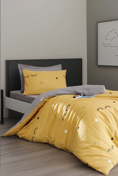 Upstyle Kolay Ütülenir Nevresim Takımı Tek Kişilik Dide Sarı ürün görseli 1