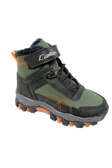 Callion 06P Deri Çocuk Sneakers Bot Haki Siyah Oranj ürün görseli 1