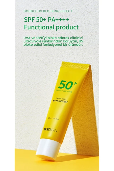 NEXTBEAU,Kore Kozmetik Akne Karşıtı Aydınlatıcı Cica Güneş Kremi Spf 50 Pa ürün görseli 1