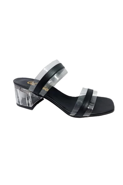 Cotcolic 01221 Deri Şeffaf Topuk Fashion Kadın Terlik ürün görseli 1