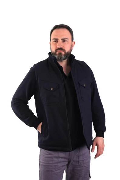 ESER - 7-7 Gabardin Polarlı Yelek - Kışlık - Lacivert ürün görseli 1