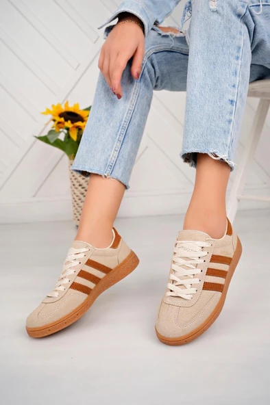 Adidas spezial bej kahve bayan sneaker - Resim 3