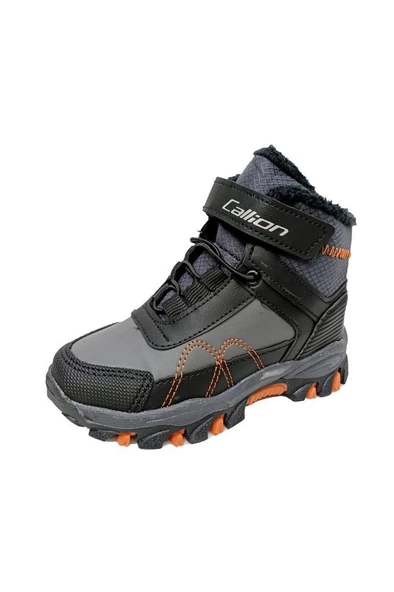 Callion 06P Deri Çocuk Sneakers Bot Füme Siyah Oranj ürün görseli 1
