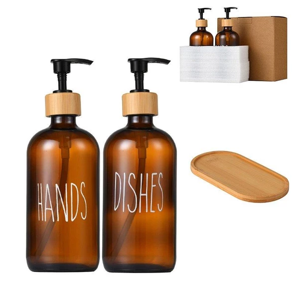 Mien 2 li Amber Bambu Standlı Hands&dishes Sıvı Sabunluk Seti 2069701-O ürün görseli 1