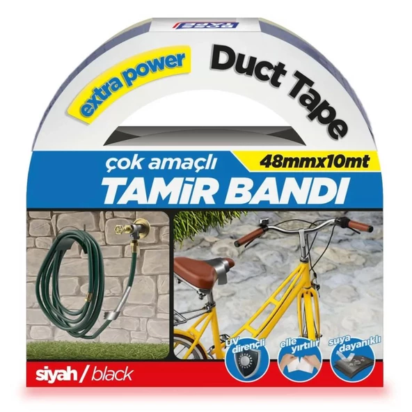 Çok Amaçlı Suya Dayanıklı Tamir Bandı 48mmx10m Siyah ürün görseli 1