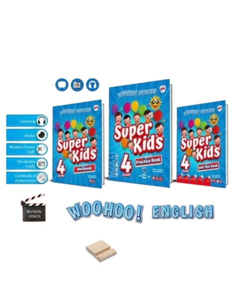 4.Sınıf Woohoo Englısh SUPER KIDS(Practice + workbook+unıt test book) YENİ ürün görseli 1