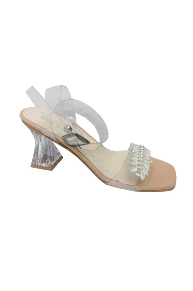 Cotcolic 01224 Taşlı Şeffaf Topuk Fashion Kadın Sandal ürün görseli 1