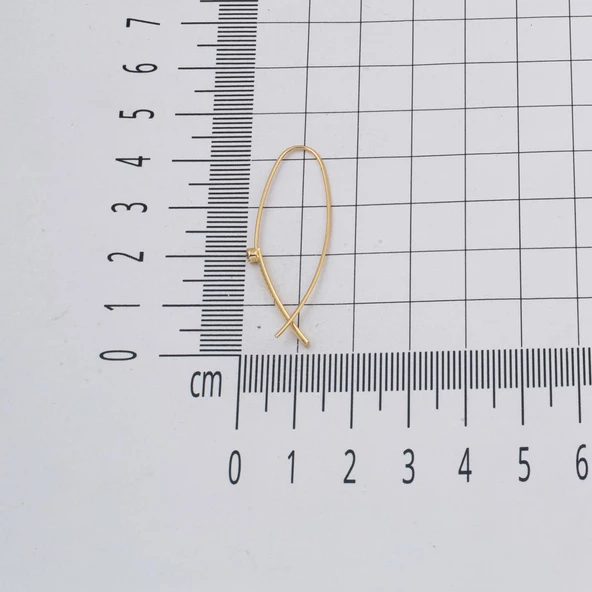 İtalyan Model Telli 14 Ayar Altın Küpe - Resim 4