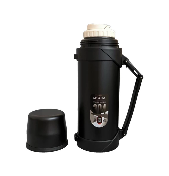 Shotay Çelik Termos 1200Ml Siyah - Resim 3