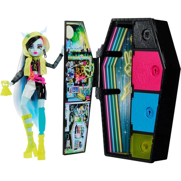 Orjinal Monster High Bebekleri Gizemli Arkadaşlar Neon Monster High Seri 3 Bebekleri Frankie Stein ürün görseli 1