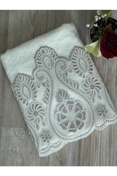 Olla kadife havlu krem 50 × 90 ürün görseli 1