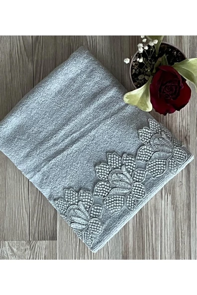 gonca kadife havlu gri 50 × 90 ürün görseli 1