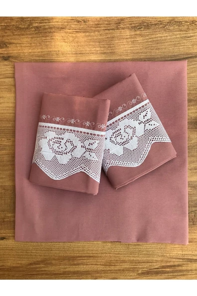 Rose Dantelli Pikolu Çift Kişilik Çarşaf Takımı ürün görseli 1