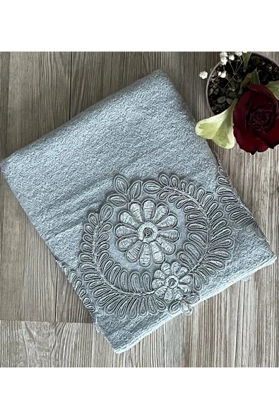 Kure kadife el havlusu gri 50 × 90 ürün görseli 1