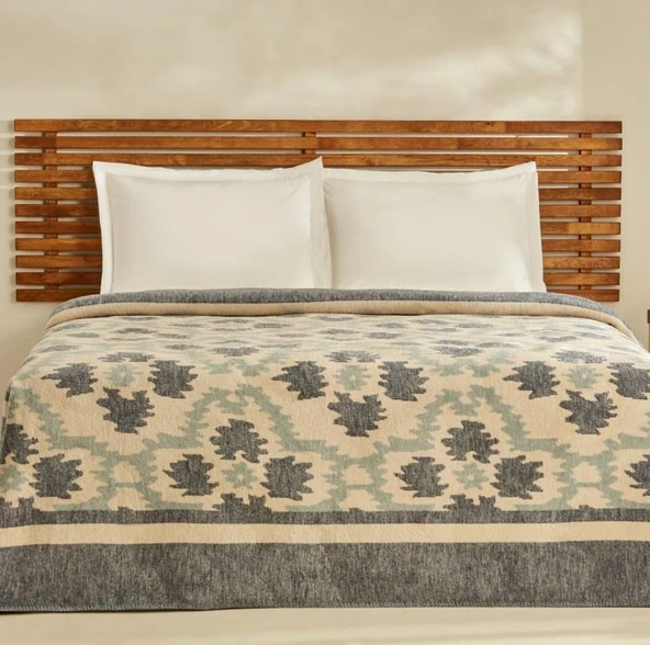 Karaca Home Damask Lacivert Çift Kişilik Pamuklu Battaniye ürün görseli 1