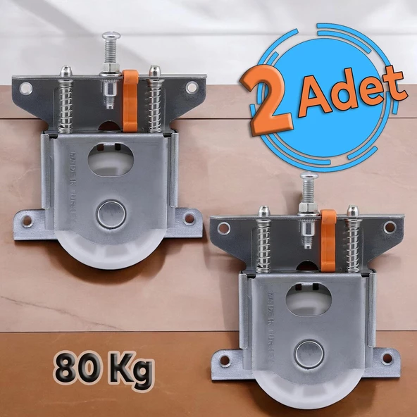 Sürgülü Sürme Dolap Gardırop Vestiyer Kapak Mekanizması Tekerleği 80 Kg Kapasiteli Tekerlek (2 ADET) ürün görseli 1