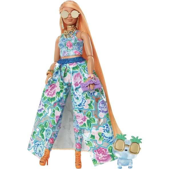 Orjinal Barbie Extra Çiçekli Kostümlü Barbie Extra ve Yavru Kedisi ürün görseli 1