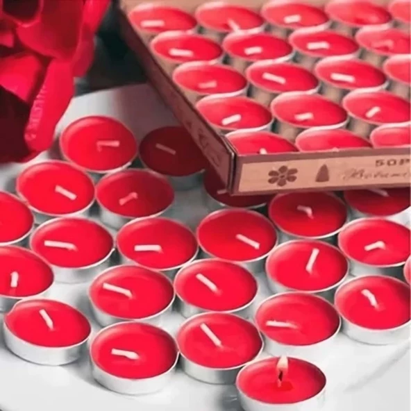 Kırmızı Tealight Mum 25 Adet - Resim 2
