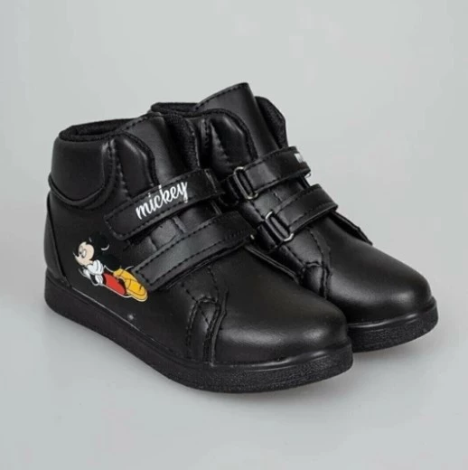 RUNSTEP Çocuk Cırtlı Bot Miki Siyah Bot - Resim 2