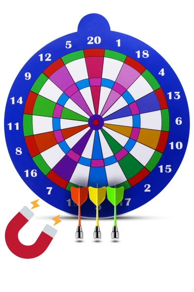Mıknatıslı Dart Seti Mini Boy Dart Oyunu Duvara Zarar Vermeyen İğnesiz Dart Atma 3 Oklu Çap: 28 cm ürün görseli 1