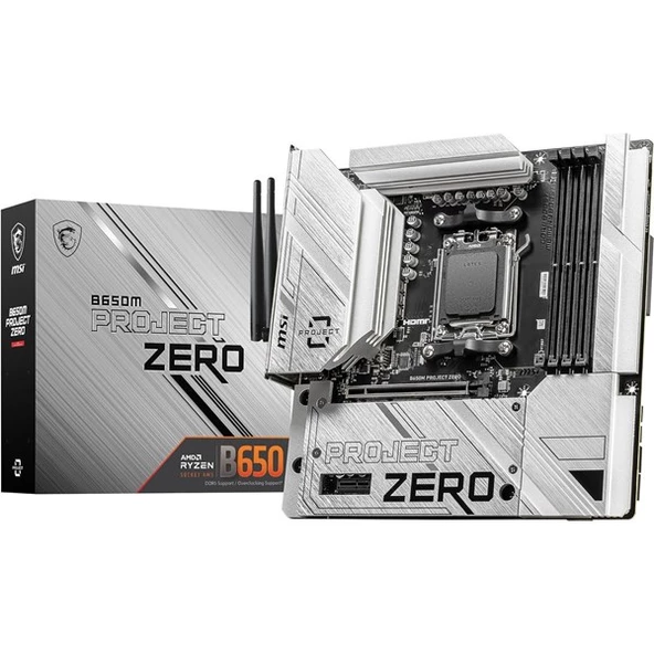 MSI B650M PROJECT ZERO WIFI-6E DDR5 HDMI-DP PCIE 4.0 AM5 mATX ürün görseli 1