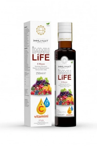 Immunat Immu Life 8 Meyve Karışımlı 250 Ml C Vitamini + Ca Ekstrakt ürün görseli 1